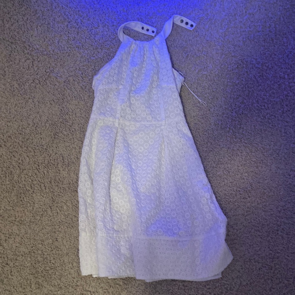 White eyelet halter dress